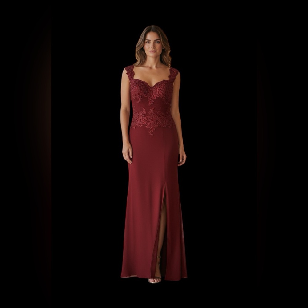 Cinderella Dark Red Gown with Embroidered  Bodice